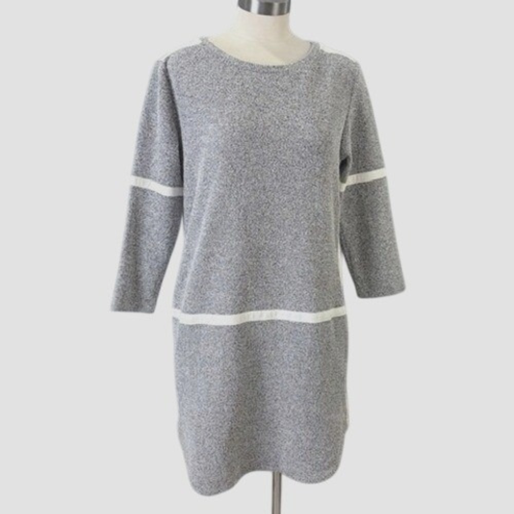 Public School NYC Gray Marled Stripe Panel‎ Sweatshirt Dress Size L Made in USA